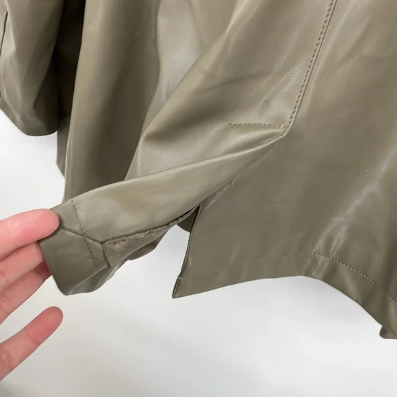 Candace Cameron Bure Blazer Womens‎ 5X Olive Green Faux Leather Double Breasted - Picture 9 of 13